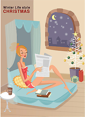 EPS 우먼라이프 라이프스타일 계절 여자 크리스마스 겨울 일러스트 날씨 휴식 실내 한명 사람 20대 성인 취미 라이프 독서 크리스마스트리 침실 방 침대 눈 신문 야간 여자만 여자한명만 성인여자만 청년만 청년여자만 성인한명만 청년여자한명만 성인여자한명만 성인만 국내일러스트 자연요소 1 기념일 가구 컨셉 청년 내부 생활 간행물 뉴스 파일형식 벡터