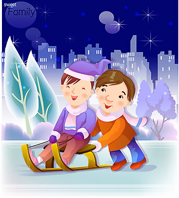 EPS 나무 계절 남자 행복 아들 어린이 겨울 일러스트 가족 사람 소년 야외 두명 자녀 눈 아빠 썰매 빙판길 부자지간 남자만 국내일러스트 자연요소 식물 감정 길 관계 날씨 파일형식 벡터