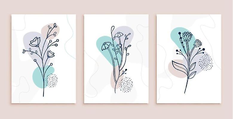 EPS 해외이미지 디자인 꽃 줄기 잎 일러스트 추상 사람없음 세트 미니멀 해외일러스트 식물 무늬 파일형식 벡터 이미지허브