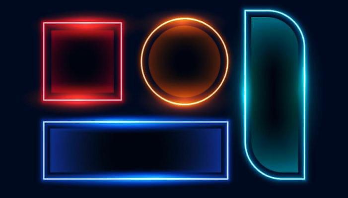 EPS 해외이미지 배너 선 라인일러스트 일러스트 프레임 사람없음 그래픽 빛 세트 사각형 원형 네온 해외일러스트 도형 파일형식 벡터 이미지허브