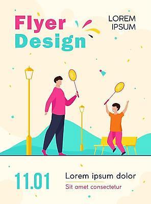 EPS 해외이미지 전신 디자인 공원 남자 어린이 가로등 벤치 일러스트 서기 들기 소년 성인 타이포그라피 두명 노란색 배드민턴라켓 셔틀콕 홍보물 배드민턴 남자만 해외일러스트 문자 공공시설 스포츠용품 컬러 의자 모션 사람 구기 라켓 파일형식 벡터 이미지허브