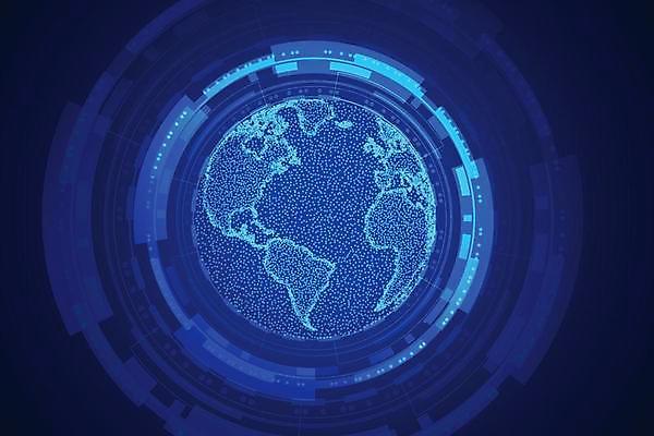EPS 해외이미지 지구 그래픽백그라운드 일러스트 사람없음 그래픽 파란색 디지털 홀로그램 해외일러스트 컬러 백그라운드 파일형식 벡터 이미지허브