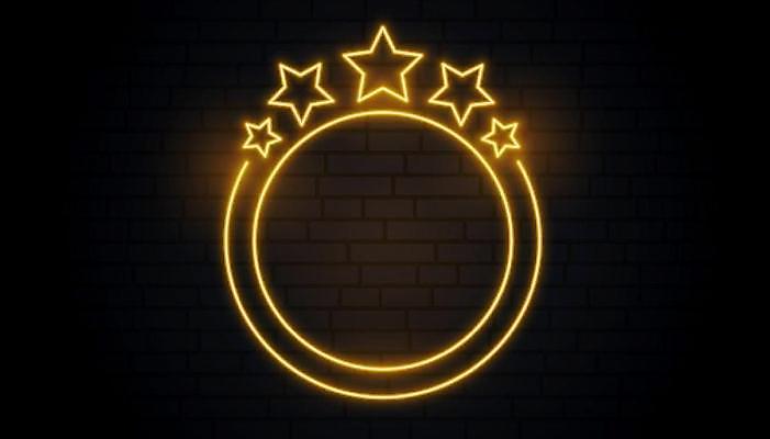 EPS 해외이미지 배너 별 선 라인일러스트 일러스트 프레임 사람없음 그래픽 빛 노란색 원형 네온 해외일러스트 자연요소 도형 컬러 파일형식 벡터 이미지허브