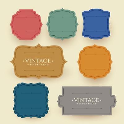 EPS 해외이미지 모양 스티커 일러스트 프레임 사람없음 세트 컬러풀 라벨 빈티지 심플 해외일러스트 컬러 컨셉 파일형식 벡터 이미지허브