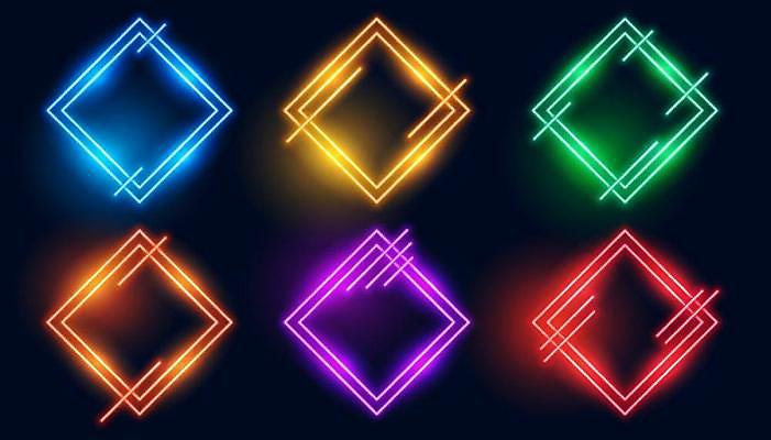 EPS 해외이미지 배너 라인일러스트 일러스트 프레임 사람없음 그래픽 빛 세트 네온 마름모 대각선 해외일러스트 도형 선 파일형식 벡터 이미지허브