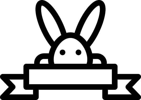 EPS 해외이미지 한마리 배너 리본 일러스트 사람없음 토끼 심볼 라인아트 심플 해외일러스트 1 선 포유류 반려동물 파일형식 벡터 이미지허브