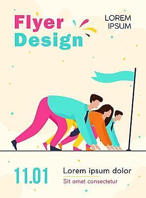 EPS 해외이미지 전신 디자인 여자 남자 일러스트 성인 타이포그라피 세명 노란색 깃발 홍보물 꽃가루 준비자세 성인만 해외일러스트 문자 컬러 포즈 사람 가루 준비 파일형식 벡터 이미지허브