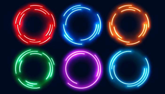 EPS 해외이미지 배너 선 라인일러스트 일러스트 프레임 사람없음 그래픽 빛 세트 원형 네온 해외일러스트 도형 파일형식 벡터 이미지허브