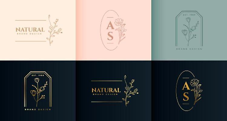 EPS 해외이미지 꽃 선 스티커 일러스트 사람없음 세트 라벨 심볼 라인아트 감성 내추럴 해외일러스트 식물 컨셉 프레임 파일형식 벡터 이미지허브