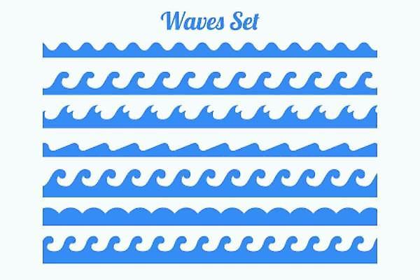 EPS 해외이미지 디자인 파도 일러스트 사람없음 파란색 세트 심볼 해외일러스트 바다 컬러 파일형식 벡터 이미지허브