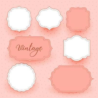 EPS 해외이미지 문양 점선 분홍색 스티커 일러스트 프레임 사람없음 세트 라벨 빈티지 심플 해외일러스트 선 컬러 컨셉 파일형식 벡터 이미지허브