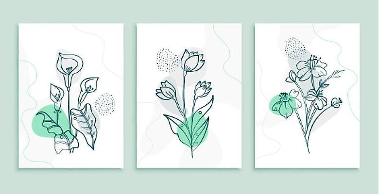 EPS 해외이미지 디자인 꽃 잎 일러스트 추상 사람없음 초록색 세트 점 해외일러스트 식물 컬러 무늬 파일형식 벡터 이미지허브