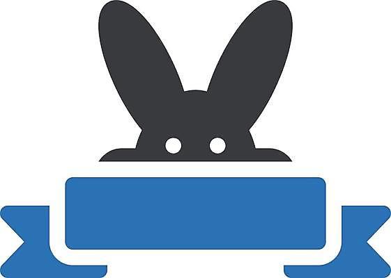 EPS 해외이미지 한마리 배너 리본 일러스트 사람없음 파란색 검은색 토끼 심볼 심플 해외일러스트 1 컬러 포유류 반려동물 파일형식 벡터 이미지허브