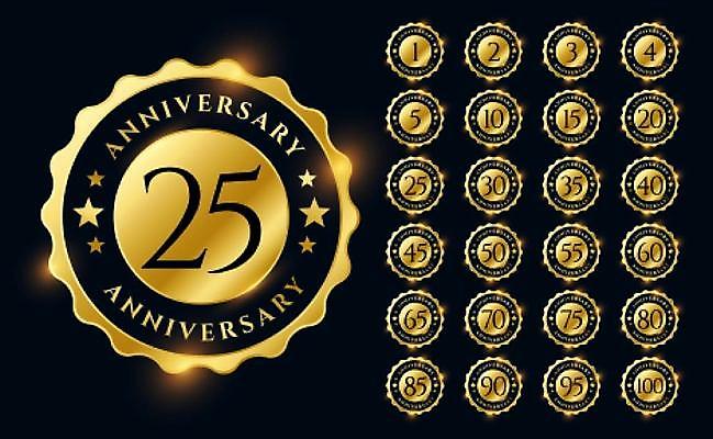 EPS 해외이미지 디자인 기념일 별 일러스트 이벤트 사람없음 세트 숫자 라벨 검은색 금색 축하 심볼 배지 해외일러스트 자연요소 문자 컬러 컨셉 프레임 파일형식 벡터 이미지허브