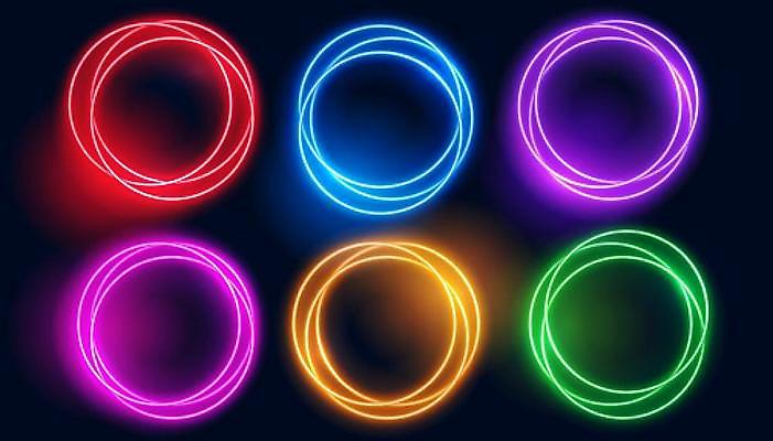 EPS 해외이미지 배너 선 라인일러스트 일러스트 프레임 사람없음 그래픽 빛 세트 원형 네온 해외일러스트 도형 파일형식 벡터 이미지허브