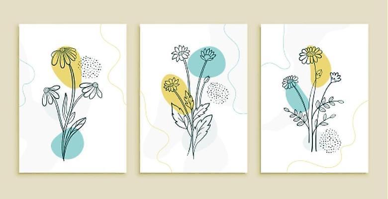 EPS 해외이미지 디자인 꽃 줄기 잎 일러스트 추상 사람없음 세트 꽃봉오리 해외일러스트 식물 무늬 파일형식 벡터 이미지허브