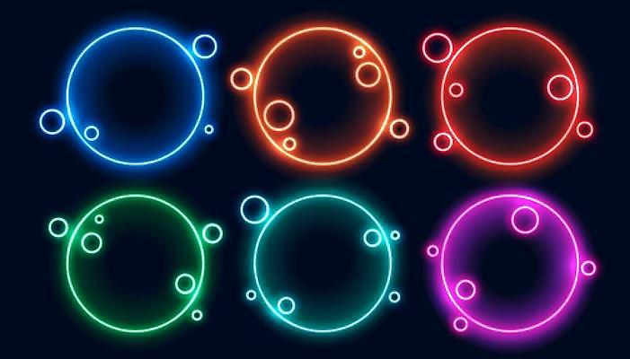 EPS 해외이미지 배너 선 라인일러스트 일러스트 프레임 사람없음 그래픽 빛 세트 거품 원형 네온 해외일러스트 도형 파일형식 벡터 이미지허브