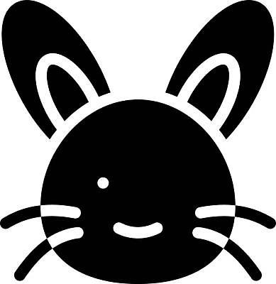 EPS 해외이미지 한마리 얼굴 일러스트 사람없음 검은색 토끼 심볼 해외일러스트 1 컬러 포유류 신체부위 반려동물 파일형식 벡터 이미지허브