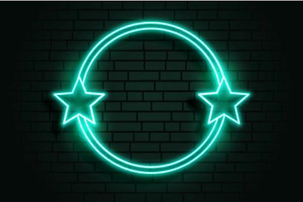 EPS 해외이미지 배너 별 선 라인일러스트 일러스트 프레임 사람없음 그래픽 빛 원형 네온 민트색 해외일러스트 자연요소 도형 컬러 파일형식 벡터 이미지허브