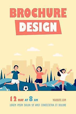 EPS 해외이미지 디자인 공원 여자 남자 어린이 일러스트 축구공 소년 타이포그라피 건물 세명 노란색 축구 만세 즐거움 홍보물 어린이만 해외일러스트 문자 건축물 공공시설 감정 컬러 공 축구용품 모션 사람 구기 파일형식 벡터 이미지허브