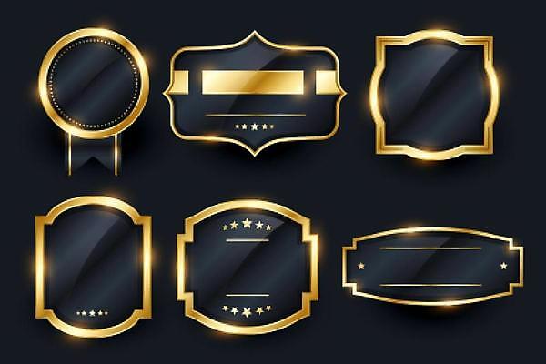 EPS 해외이미지 디자인 기념일 일러스트 프레임 사람없음 세트 라벨 검은색 금색 고급 심볼 배지 VIP 엘리먼트 해외일러스트 컬러 컨셉 이벤트 파일형식 벡터 이미지허브