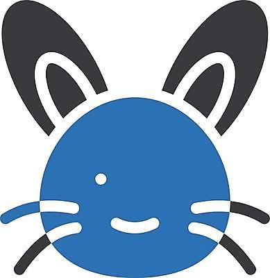 EPS 해외이미지 한마리 얼굴 일러스트 사람없음 파란색 검은색 토끼 심볼 해외일러스트 1 컬러 포유류 신체부위 반려동물 파일형식 벡터 이미지허브
