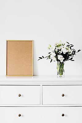 포토 JPG 해외이미지 꽃 액자 실내 사람없음 인테리어 꽃병 서랍장 목업 해외포토 식물 디자인 가구 내부 파일형식 이미지허브