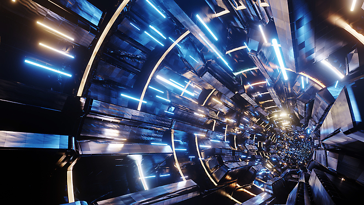 포토 해외이미지 백그라운드 미래 사람없음 파란색 빛 3D 디지털 공간 화려 터널 사이버 디지털합성 네온 펑크 사이버펑크 해외포토 길 컬러 컨셉 파일형식 SF 이미지허브