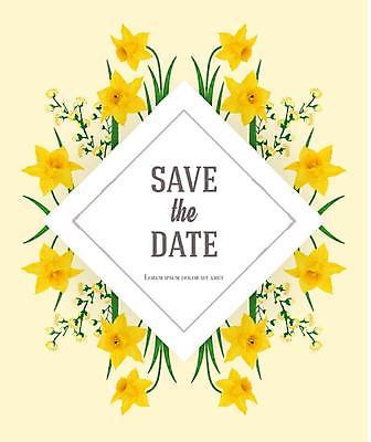 EPS 해외이미지 잎 카드템플릿 일러스트 프레임 타이포그라피 사람없음 노란색 꽃봉오리 수선화 해외일러스트 식물 템플릿 문자 꽃 컬러 카드_감사 파일형식 벡터 이미지허브