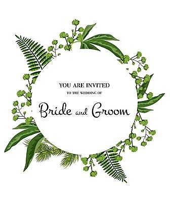 EPS 해외이미지 일러스트 캘리그라피 프레임 타이포그라피 사람없음 초록색 원형 풀잎 청첩장 해외일러스트 도형 문자 컬러 잎 카드_감사 풀_식물 파일형식 벡터 이미지허브