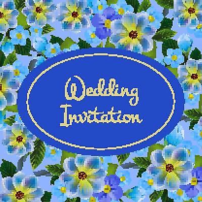 EPS 해외이미지 템플릿 꽃 결혼 잎 일러스트 결혼식 타이포그라피 사람없음 파란색 청첩장 원형프레임 해외일러스트 식물 문자 컬러 카드_감사 프레임 이벤트 원형 파일형식 벡터 이미지허브