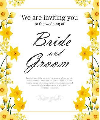 EPS 해외이미지 템플릿 결혼 일러스트 결혼식 사각프레임 타이포그라피 사람없음 노란색 청첩장 거베라 수선화 해외일러스트 문자 꽃 컬러 카드_감사 프레임 이벤트 사각형 파일형식 벡터 이미지허브