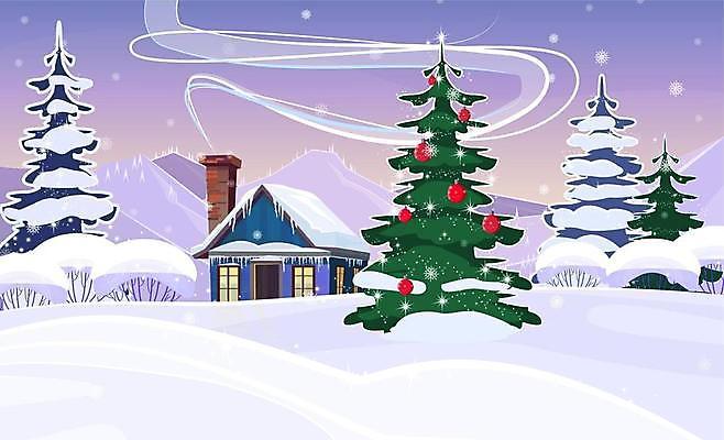 EPS 해외이미지 나무 겨울 일러스트 주택 굴뚝 사람없음 설원 눈 연기 오너먼트 겨울풍경 설산 해외일러스트 자연요소 식물 계절 크리스마스장식 날씨 산 눈_날씨 풍경 건물 파일형식 벡터 이미지허브