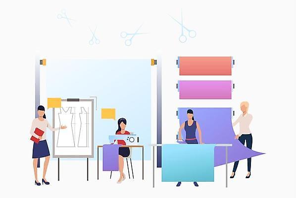 EPS 해외이미지 전신 여자 일러스트 서기 앉기 여러명 성인 비즈니스우먼 패션디자이너 재봉틀 가위질 의상디자인 재단 재단사 의상제작 성인여자만 해외일러스트 직업 디자인 다수 비즈니스 모션 가위_도구 사람 직장인 제조 디자이너 여자만 성인만 파일형식 벡터 이미지허브