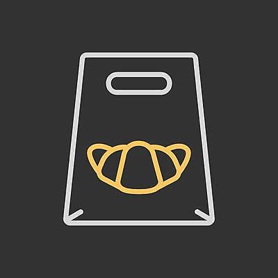 EPS 해외이미지 일러스트 포장 사람없음 종이봉투 검은색 크루아상 배달음식 해외일러스트 음식 빵 컬러 봉투 배달 파일형식 벡터 이미지허브