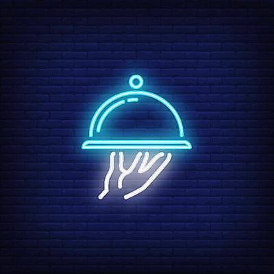 EPS 해외이미지 손 음식 스티커 일러스트 쟁반 들기 신체부위 화려 심볼 라인아트 네온 해외일러스트 선 컨셉 모션 사람 파일형식 벡터 이미지허브