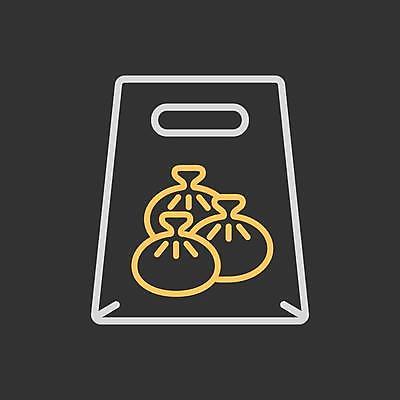 EPS 해외이미지 일러스트 포장 사람없음 종이봉투 검은색 만두 배달음식 해외일러스트 음식 컬러 봉투 배달 파일형식 벡터 이미지허브