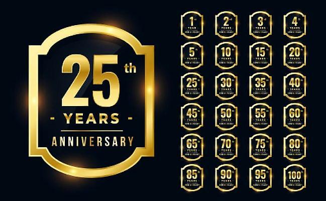 EPS 해외이미지 디자인 기념일 일러스트 이벤트 사람없음 세트 숫자 라벨 검은색 금색 축하 심볼 배지 해외일러스트 문자 컬러 컨셉 프레임 파일형식 벡터 이미지허브