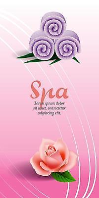 EPS 해외이미지 포스터 분홍색 일러스트 사람없음 수건 장미 스파 스파용품 해외일러스트 꽃 컬러 위생용품 오브젝트 파일형식 벡터 이미지허브