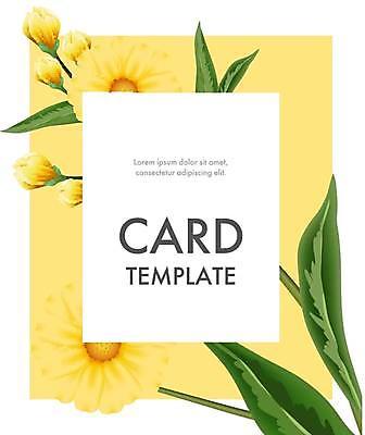 EPS 해외이미지 줄기 잎 꽃무늬 카드템플릿 일러스트 프레임 타이포그라피 사람없음 노란색 해외일러스트 식물 템플릿 문자 꽃 컬러 무늬 카드_감사 파일형식 벡터 이미지허브