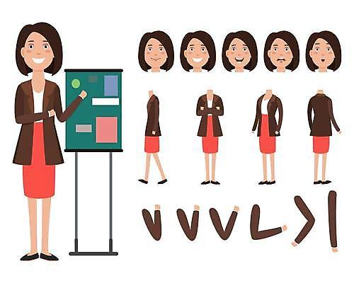 EPS 해외이미지 전신 여자 인물캐릭터 일러스트 미소 정장 여러명 성인 신체부위 세트 머리 팔짱 놀람 하반신 비즈니스우먼 발표 비즈니스캐릭터 팔 성인여자만 해외일러스트 일러캐릭터 캐릭터 옷 감정 다수 비즈니스 모션 표정 사람 직장인 여자만 성인만 파일형식 벡터 이미지허브