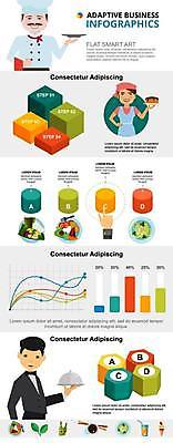 EPS 해외이미지 손 여자 남자 음식 일러스트 그래프 들기 상반신 성인 신체부위 세명 요리사 인포그래픽 정보 웨이터 순서 통계자료 성인만 해외일러스트 직업 모션 통계 사람 자료 파일형식 벡터 이미지허브