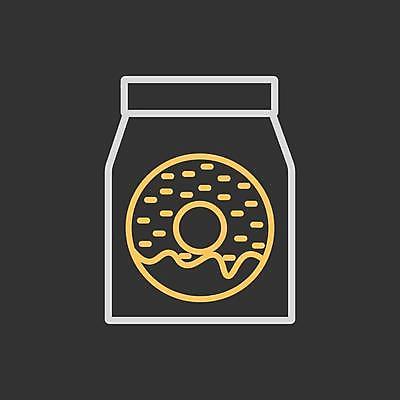 EPS 해외이미지 일러스트 포장 사람없음 종이봉투 검은색 도넛 배달음식 해외일러스트 음식 컬러 디저트 봉투 배달 파일형식 벡터 이미지허브