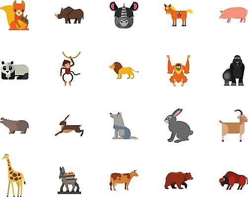 EPS 해외이미지 동물 디자인 야생동물 컨셉 일러스트 곰 포유류 자연 염소 동물원 종류 세트 컬러풀 환경 원숭이 돼지 소 플랫 설치류 사자 들소 수집 기린 레이아웃 다람쥐 육식동물 코뿔소 동물상 엘리먼트 총구 해외일러스트 컬러 조형물 생태계 파일형식 벡터 이미지허브