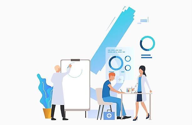 EPS 해외이미지 전신 남자 과학 의자 일러스트 의학 그래프 현미경 실험 서기 앉기 성인 세명 그리기 실험실 과학자 책상 화이트보드 해외일러스트 직업 가구 모션 실험기구 사람 학자 파일형식 벡터 이미지허브