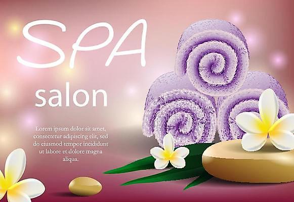 EPS 해외이미지 꽃 포스터 일러스트 사람없음 수건 스파 조약돌 자주색 스파용품 스톤 해외일러스트 식물 컬러 위생용품 돌_바위 오브젝트 파일형식 벡터 이미지허브