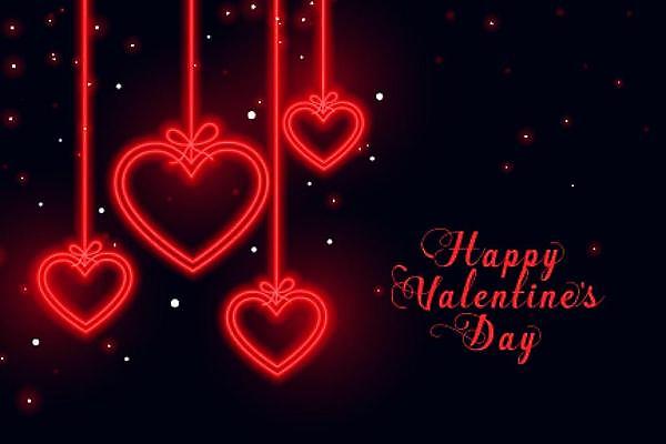 EPS 해외이미지 디자인 행복 백그라운드 일러스트 사랑 사람없음 빨간색 빛 하트 축하 네온 해외일러스트 모양 감정 컬러 컨셉 파일형식 벡터 이미지허브