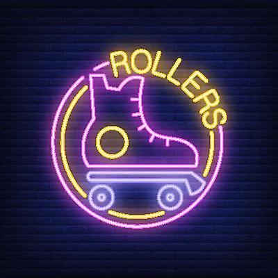 EPS 해외이미지 스티커 일러스트 프레임 타이포그라피 사람없음 화려 롤러블레이드 심볼 라인아트 네온 해외일러스트 문자 선 컨셉 취미 파일형식 벡터 이미지허브