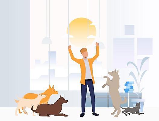 EPS 해외이미지 전신 남자 화분 반려견 여러마리 일러스트 창문 함께함 한명 서기 성인 책 반려동물 태양 고양이 활발 만세 센터 강아지 자원봉사자 동물보호 대형견 유기견 성인남자한명만 반려묘 유기묘 유기동물 해외일러스트 자연요소 동물 1 다수 컨셉 포유류 모션 사람 개 사회이슈 남자한명만 성인남자만 파일형식 벡터 이미지허브