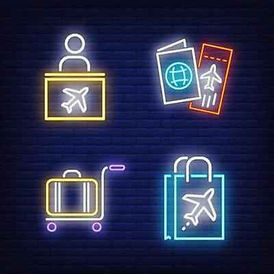 EPS 해외이미지 여행 가방 일러스트 사람없음 빛 쇼핑 세트 카트 짐 티켓 공항 계산대 출발 여권 체크인 체크인카운터 해외일러스트 잡화 컨셉 교통시설 파일형식 벡터 이미지허브